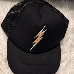 Black Trucker Hat spiritual gangster with Lightning Bolt